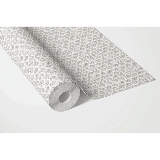 Small-Scale Floral Lattice Traditional Wallpaper (Gray/ White)