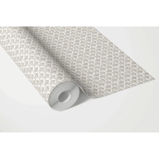 Small-Scale Floral Lattice Traditional Wallpaper (Warm Gray/ Beige/ Taupe/ White)