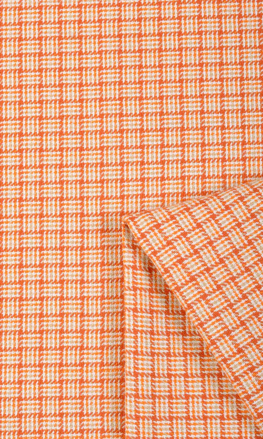 Basketweave Cotton Fabric By the Metre for Roman Blinds & Shades (Orange/ Candy Red)
