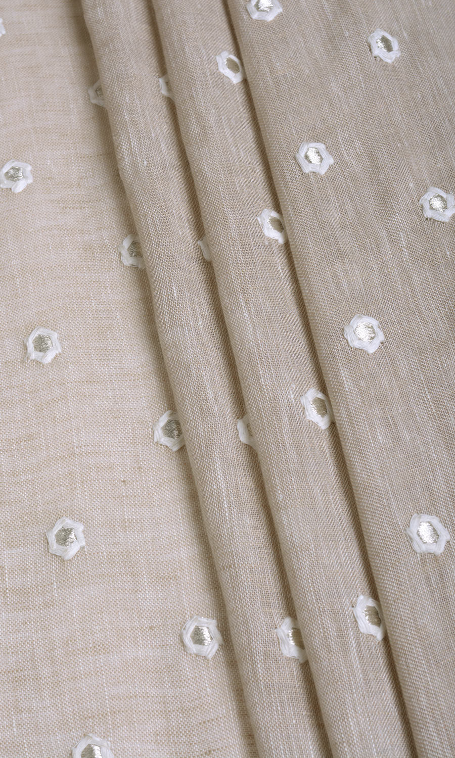Sheer Embroidered Linen Shades (Beige) Extra Long Short Wide