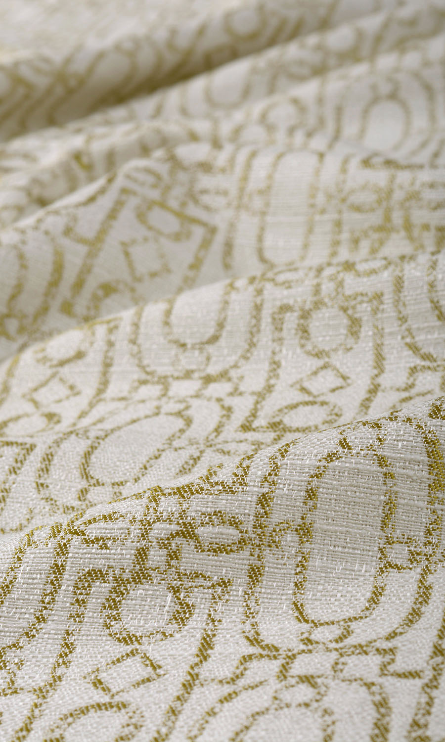 Trellis Poly-Cotton Home Textile Fabric Material By the Metre (Off White/ Green)