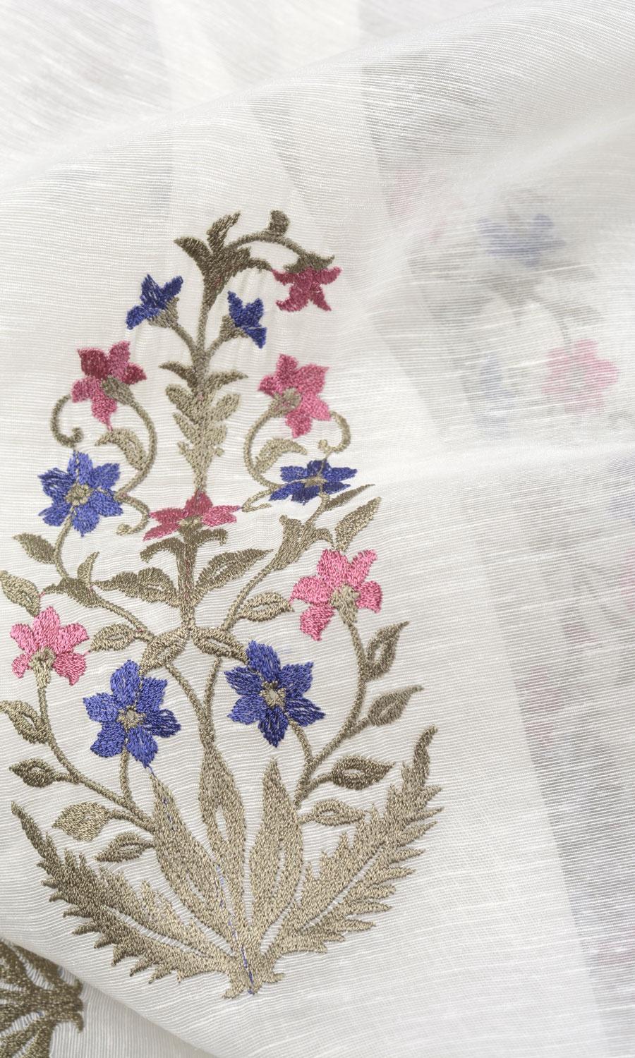 Sheer Floral Paisley Made-to-Measure Roman Blinds (Cream/ Pink/ Blue)