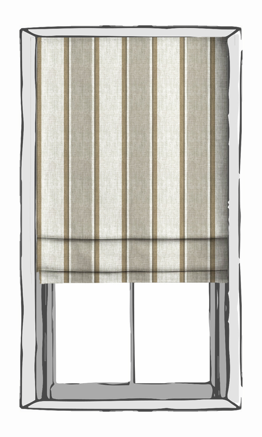 Striped Roman Blinds (White/ Brown/ Beige) for Living, Bedroom, Kitchen, Bathroom