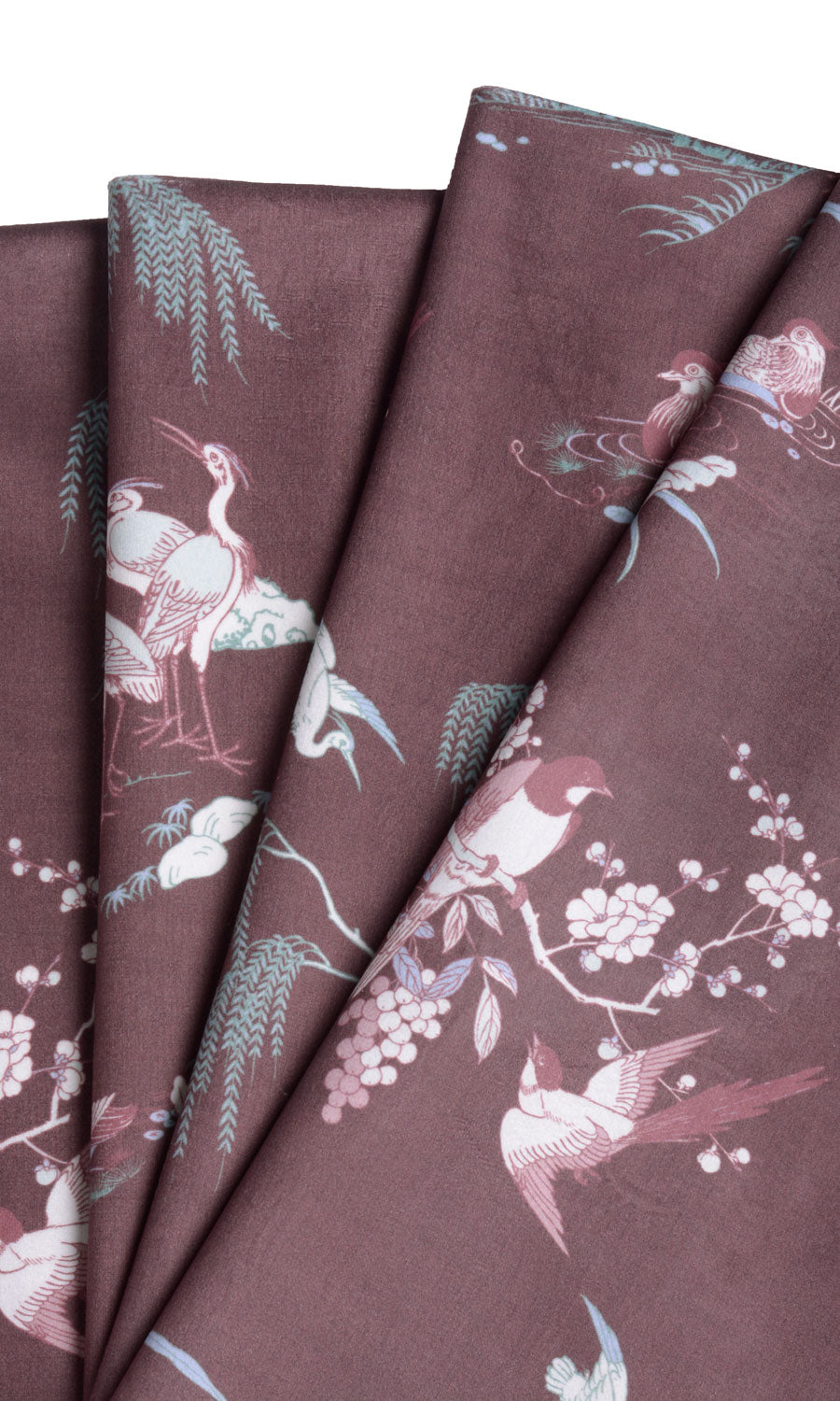 Chinoiserie Toile Velvet Made-to-Measure Roman Blinds (Burgundy Red)