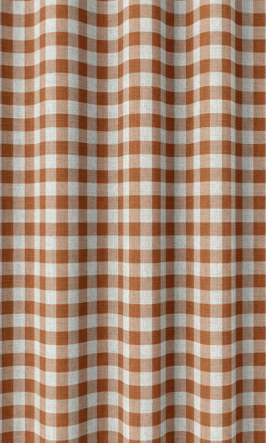 Checked Home Décor Fabric By the Metre (Burnt Orange/ White)