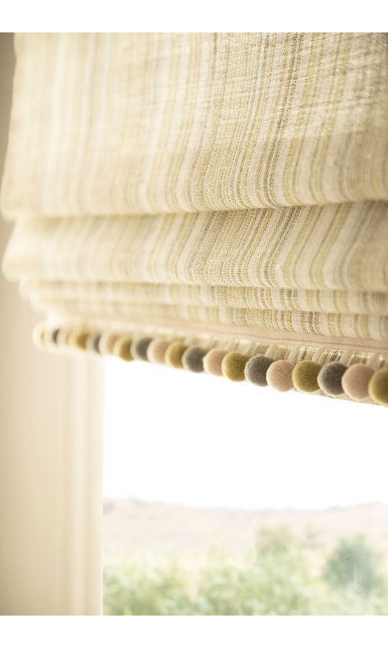 Roman blinds with pom pom trims