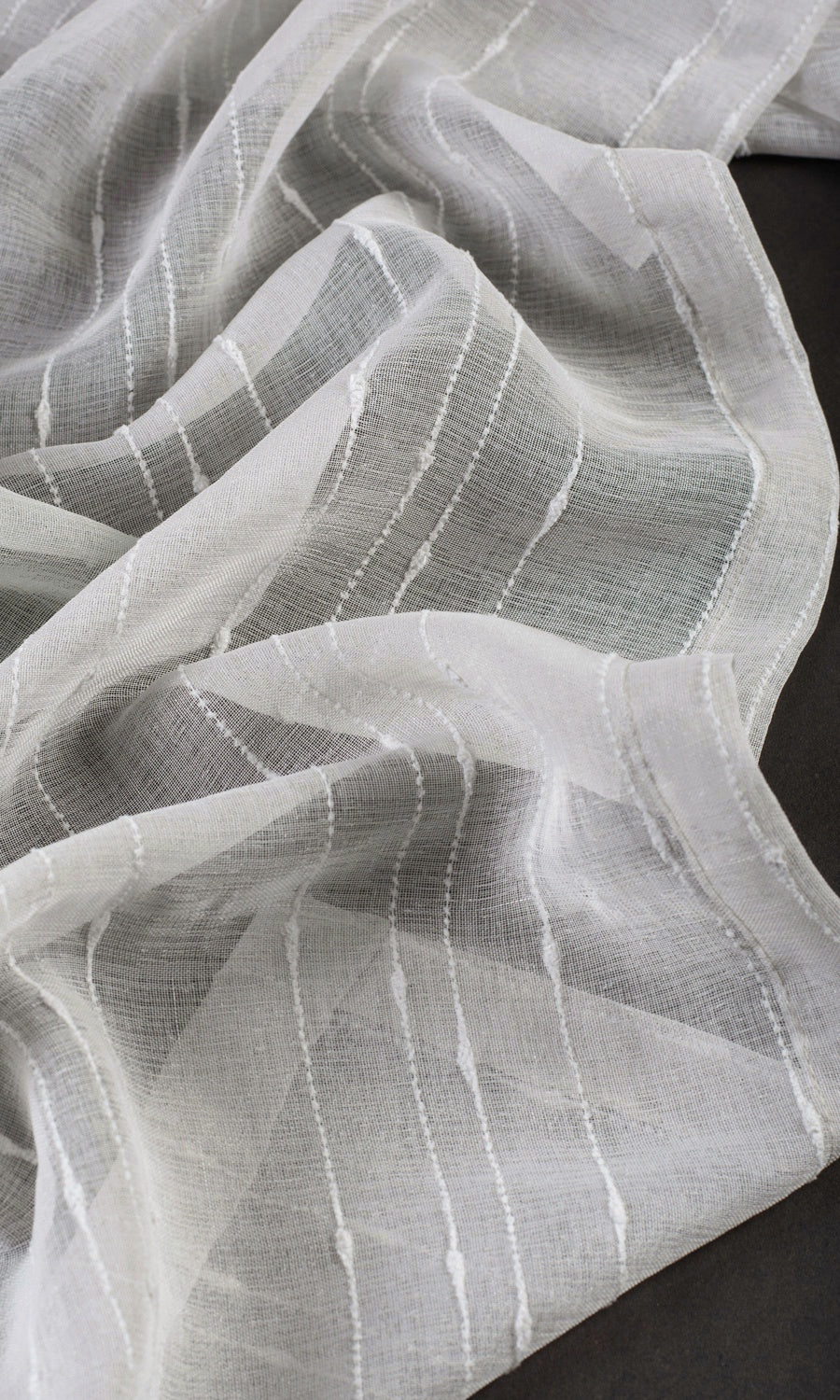 Striped Sheer Window Treatments Fabric By the Metre (Grey)