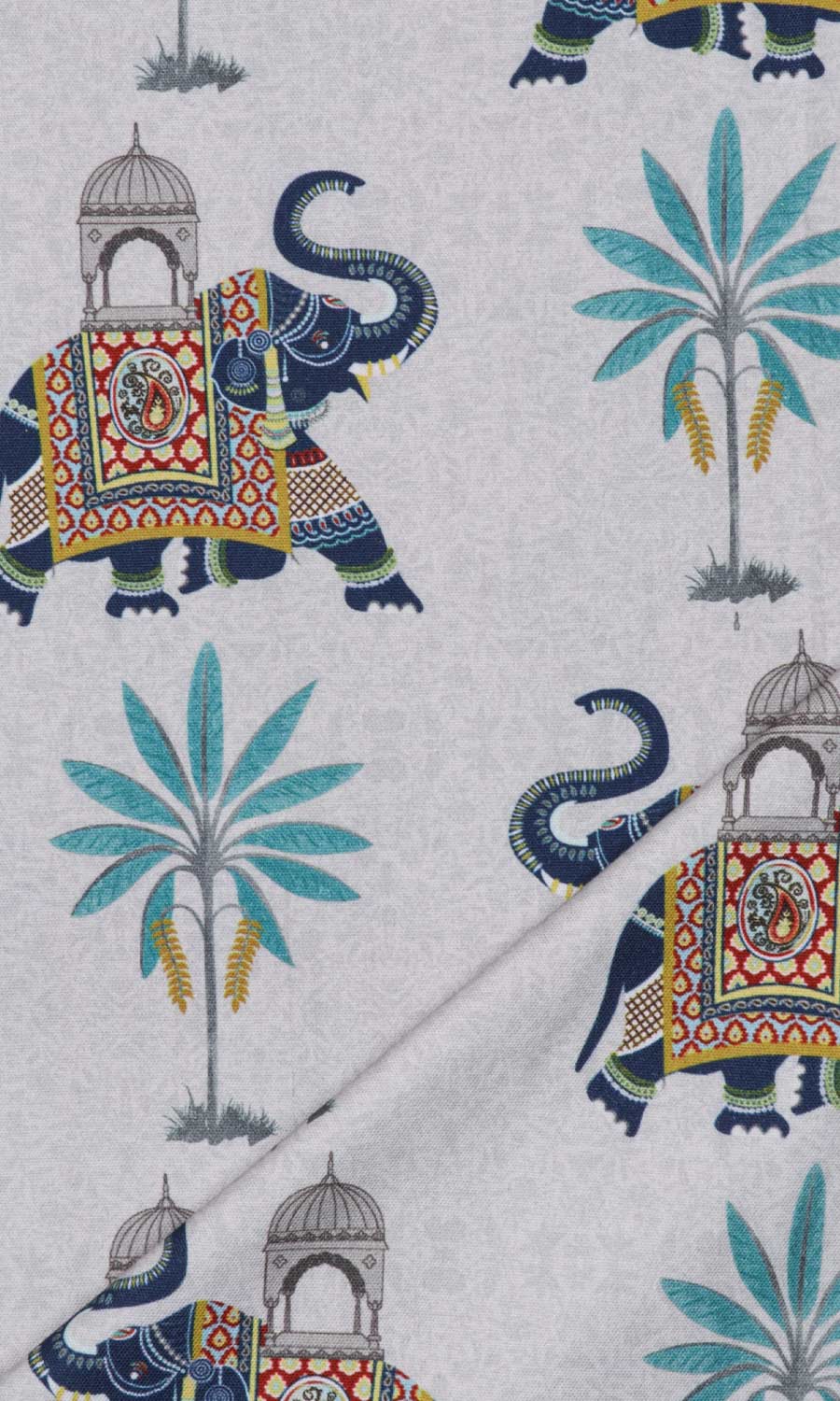 Printed Cotton Roman Blinds (Grey/ Blue) Extra Long Short Wide