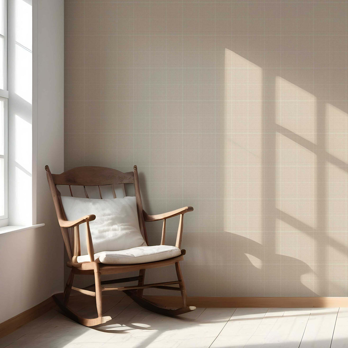 Neutral Textured Check/ Geometric Nursery Wallpaper (Beige/ Taupe)