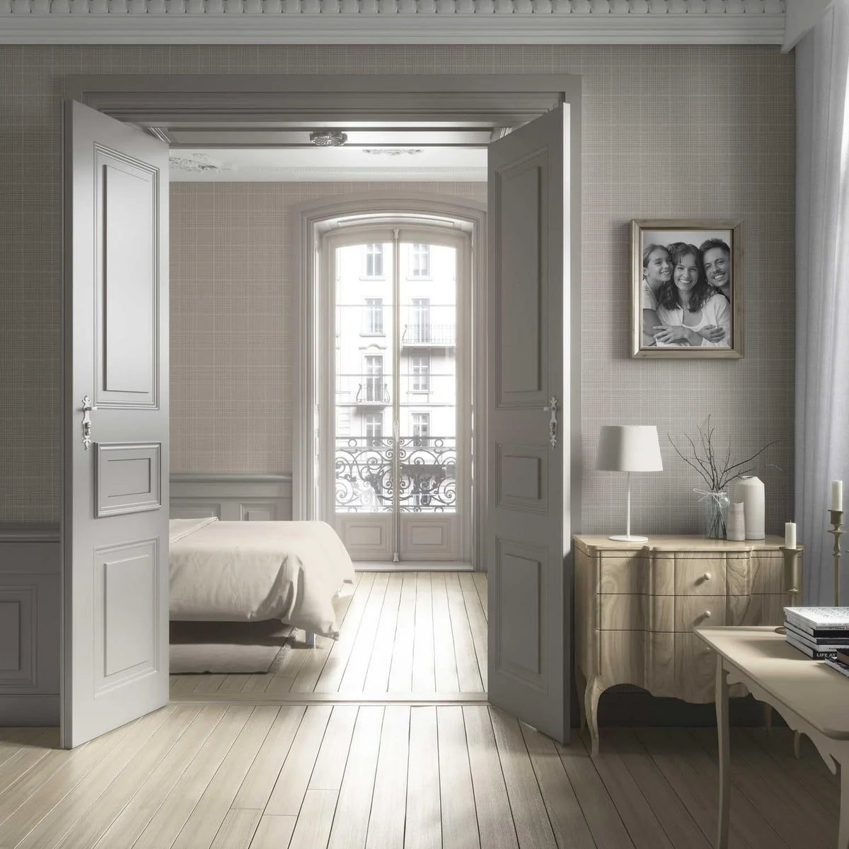 Neutral Textured Check/ Geometric Living Room Wallpaper (Greige/ Taupe)