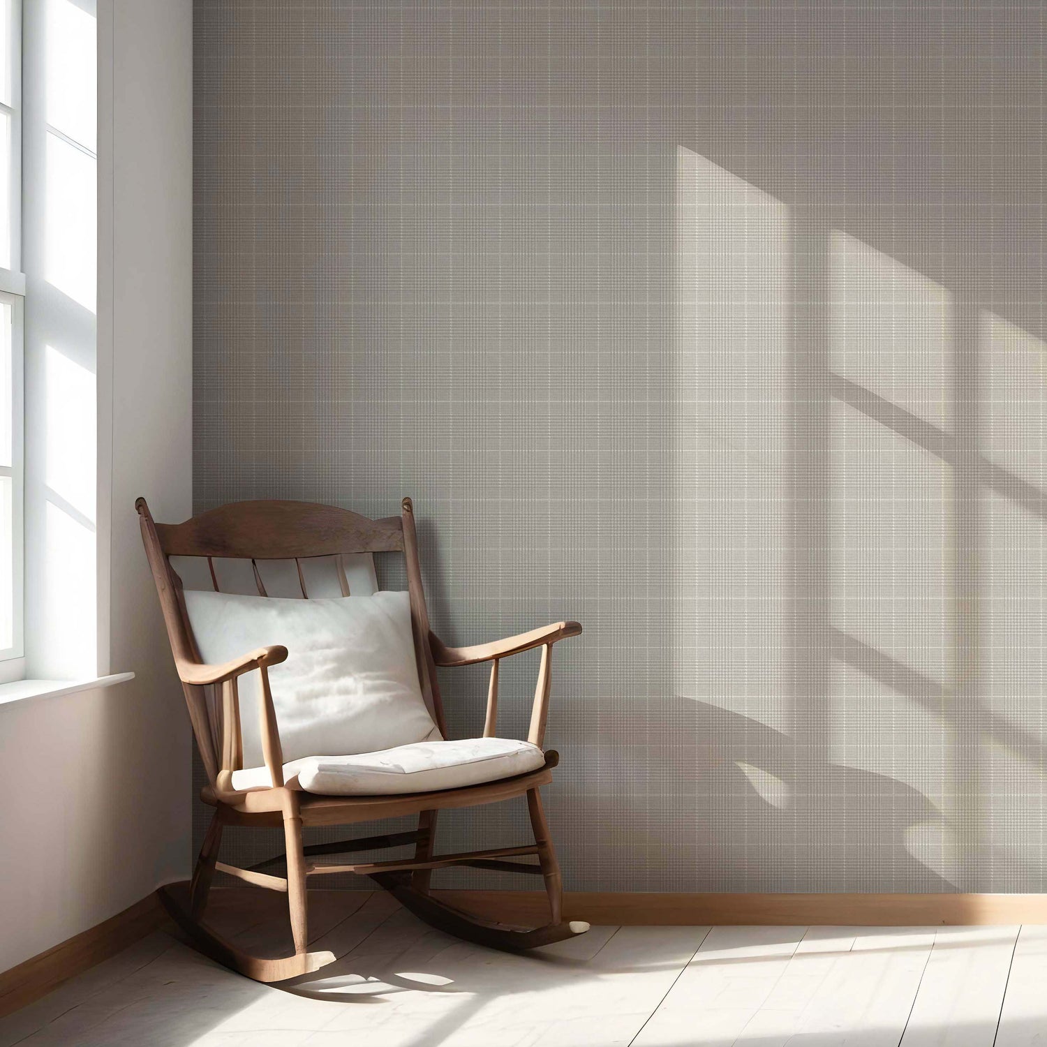 Neutral Textured Check/ Geometric Nursery Wallpaper (Greige/ Taupe)