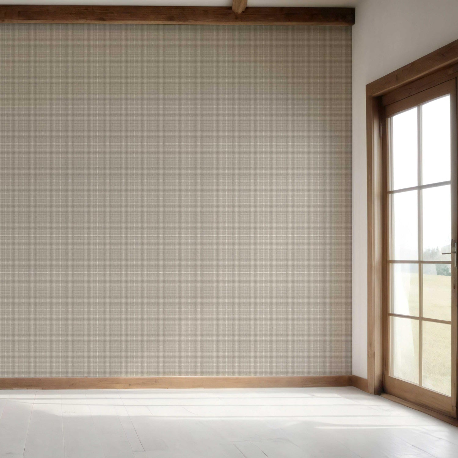 Neutral Textured Check/ Geometric Bedroom Wallpaper (Greige/ Taupe)