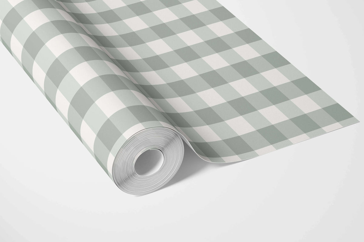 Geometric Gingham Bathroom Wallpaper (Duck Egg Blue)