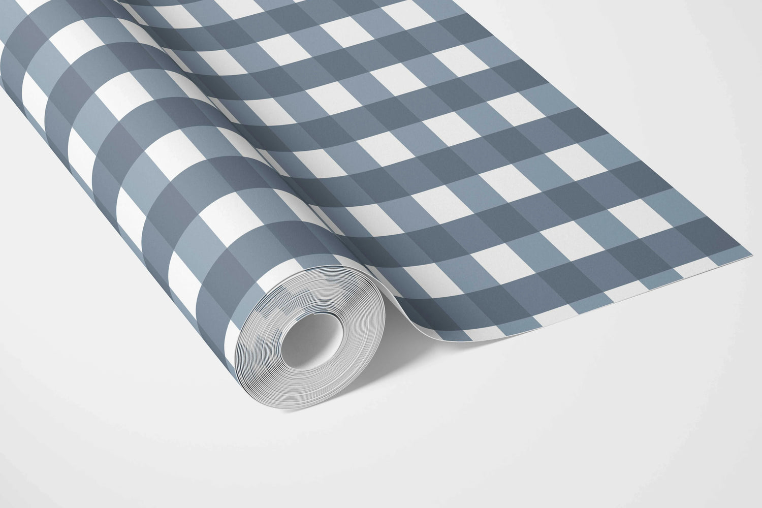 Geometric Gingham Bathroom Wallpaper (Slate Blue)