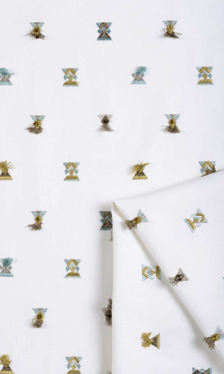 Embroidered Roman Shades (Green/ Blue/ White) Extra Long Short Wide