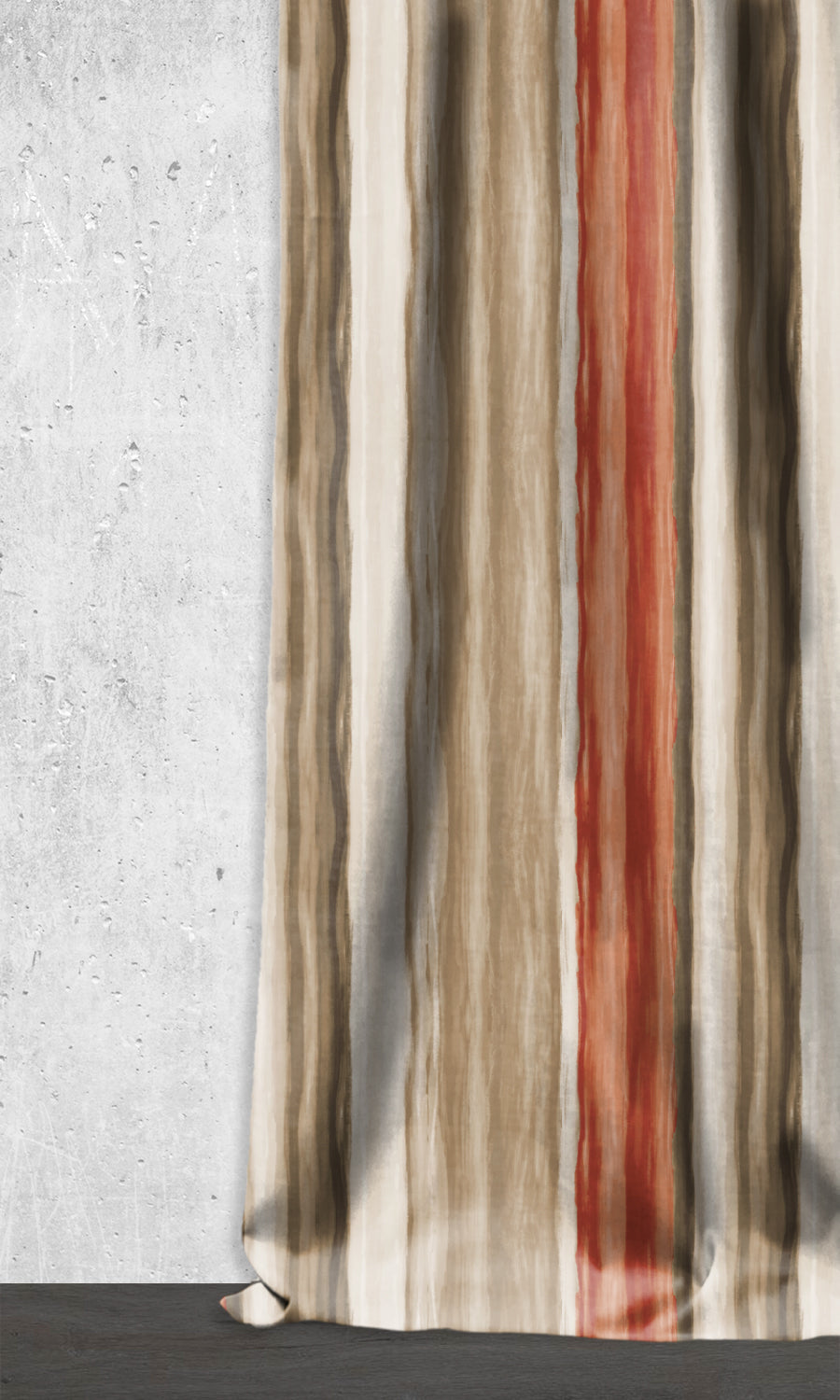Room Darkening Striped Window Treatments Fabric Sample (Red/ Brown)