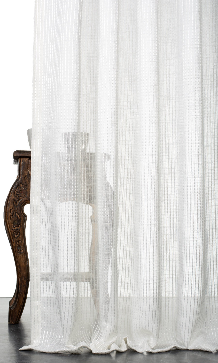 Embroidered Striped Sheer Blinds (White)