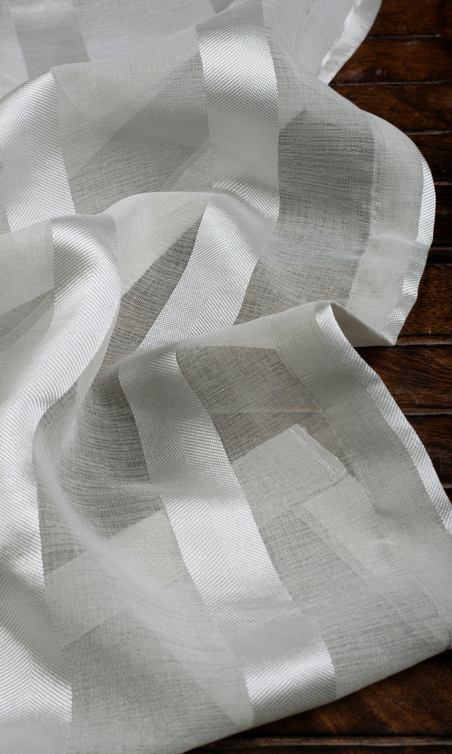 Striped Sheer Home Textile Fabric Material By the Metre (Grey)