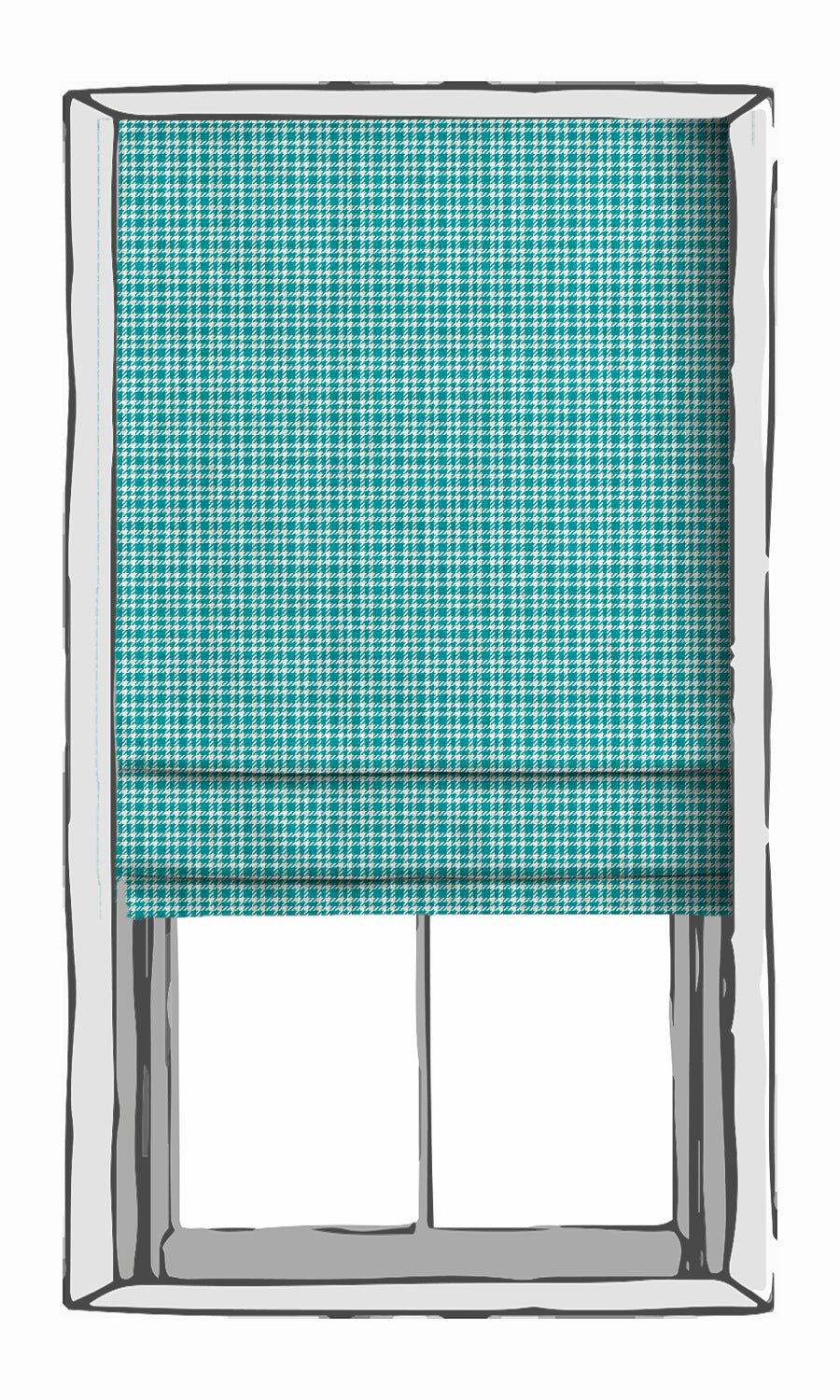 Modern Check Print Window Treatments Fabric By the Metre (Pacific Blue)