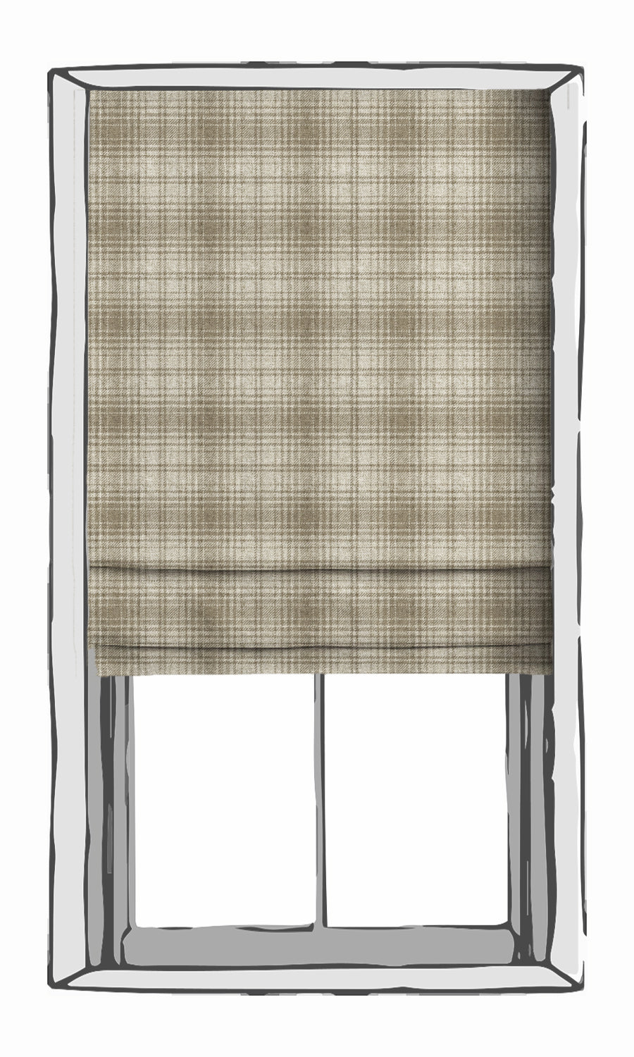 Plaid Patterned Window Treatments Fabric By the Metre (Beige/ White)