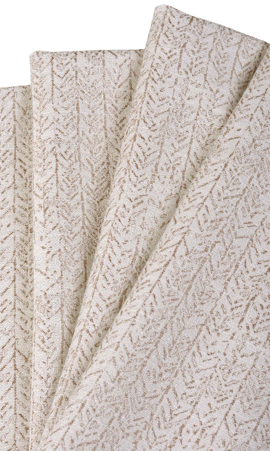 Herringbone Poly-Cotton Fabric Material By the Metre (Off White/ Brown)