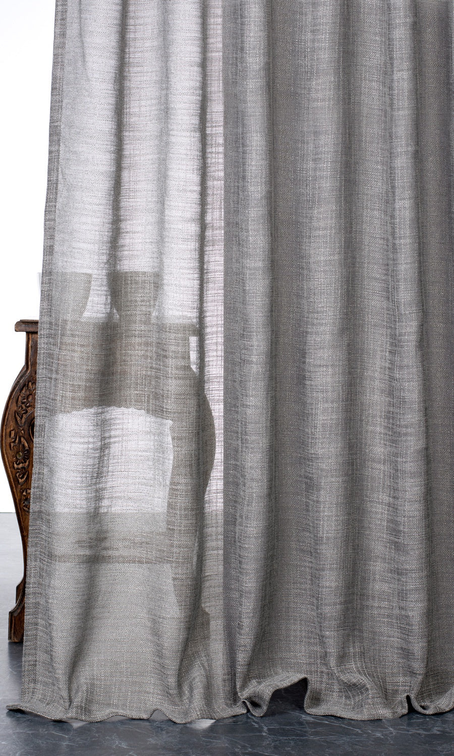 Textured Sheer Home Décor Fabric By the Metre (Stone Gray)