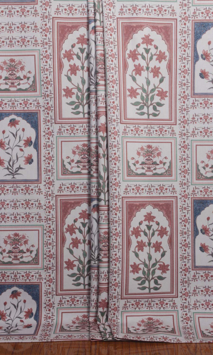 Floral Cotton Blinds (Blush Red/ Blue) for Living, Bedroom, Kitchen, Bathroom