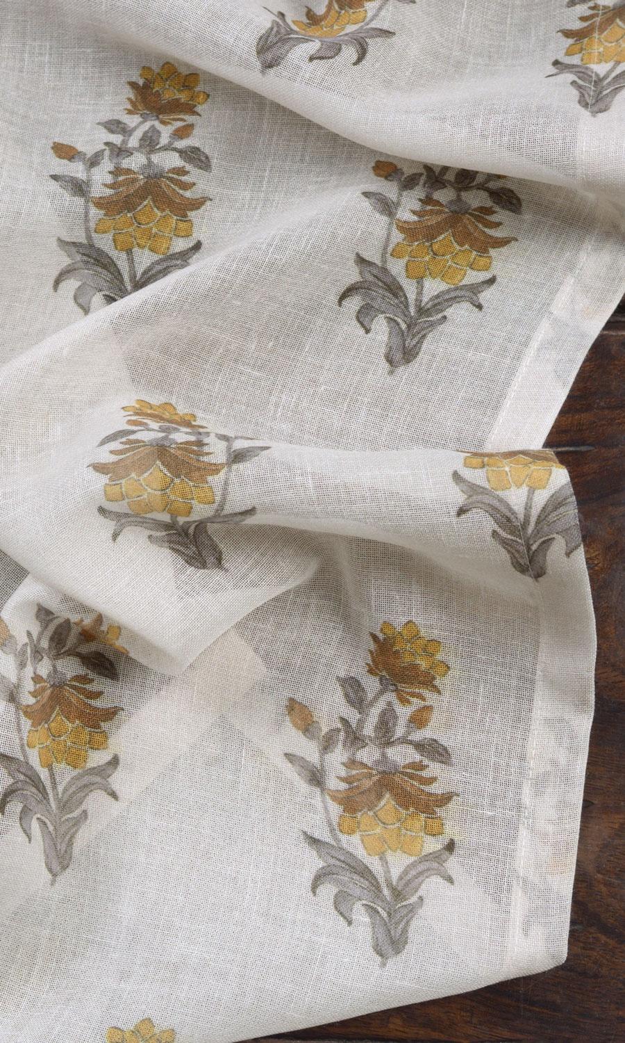 Sheer Floral Made-to-Measure Roman Blinds (Cream/ Yellow)