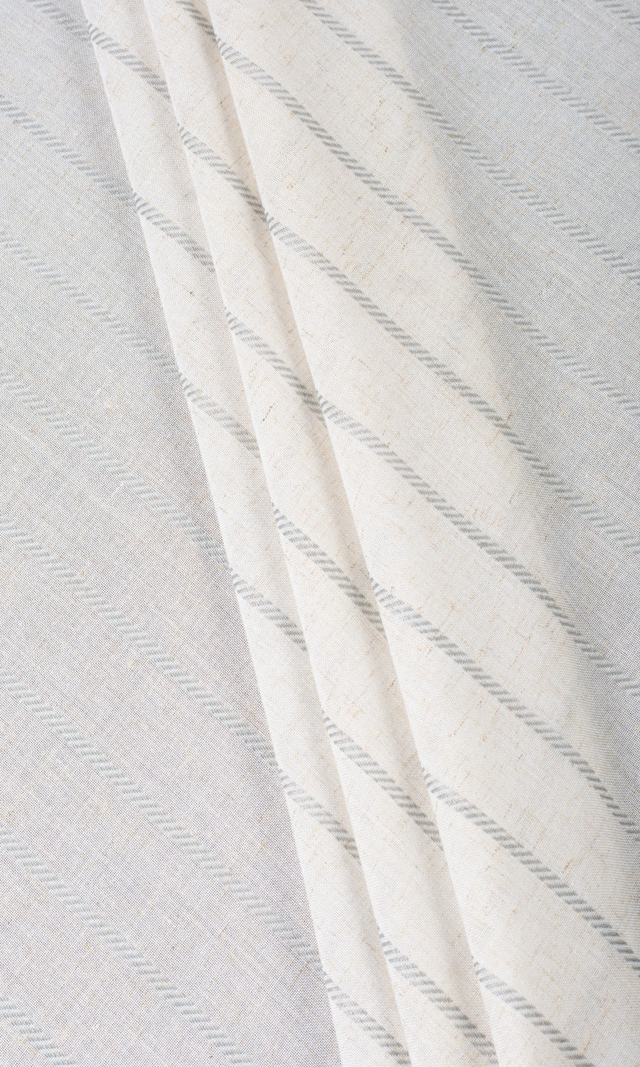 Striped Sheer Window Treatments Fabric By the Metre (Warm White/ Gray)