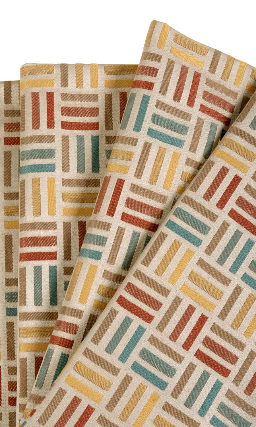 Woven Patterned Home Décor Fabric By the Metre (Red/ Blue/ Yellow/ Brown)
