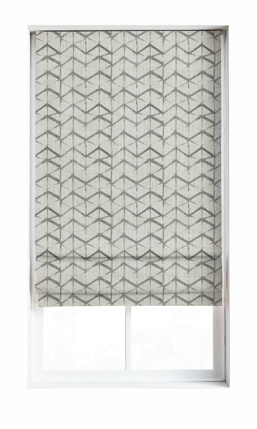Bow-Arrow Patterned Window Treatments Fabric By the Metre (White/ Grey)