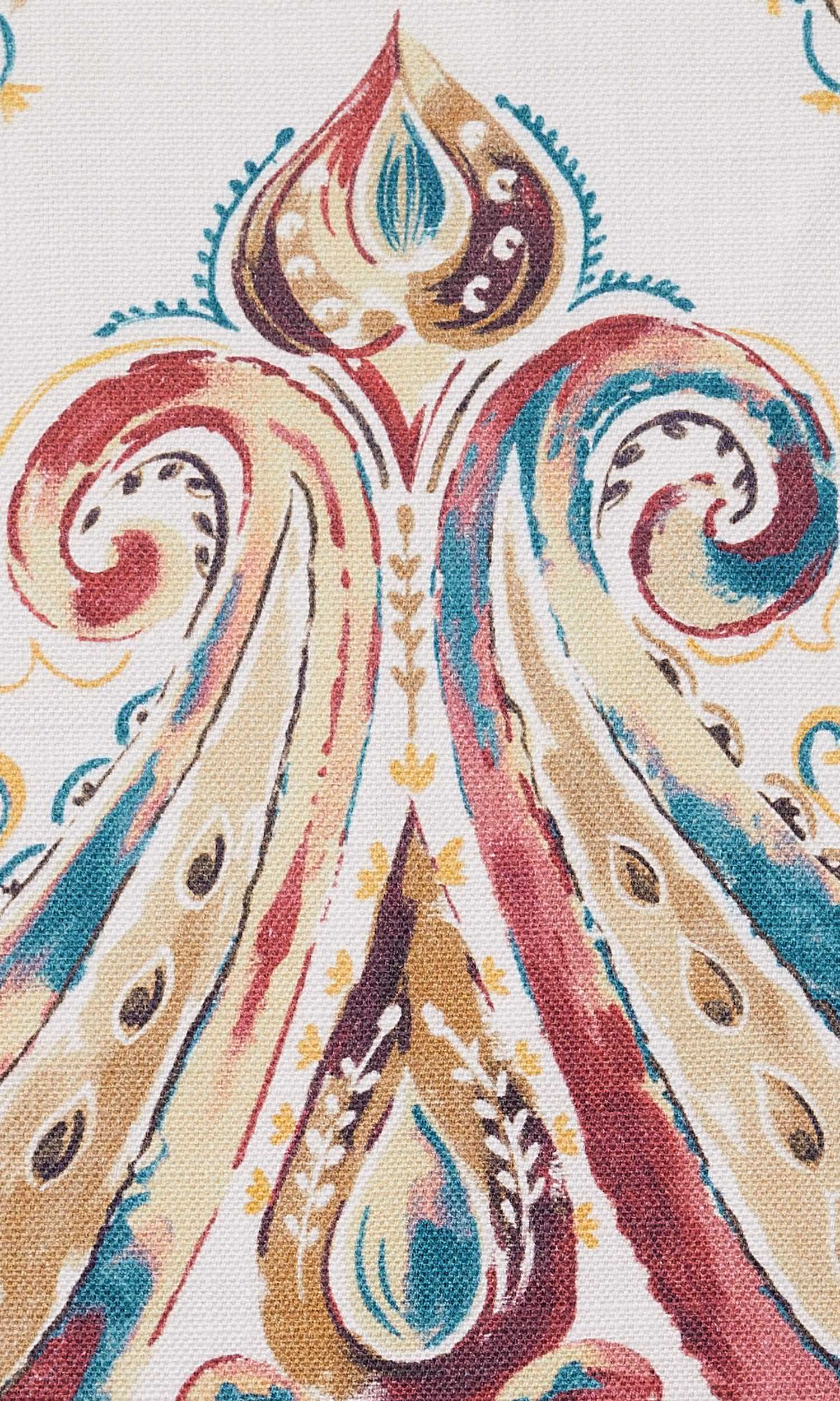 Paisley Print Home Textile Fabric Material By the Metre (Burgundy/ Beige/ Teal)