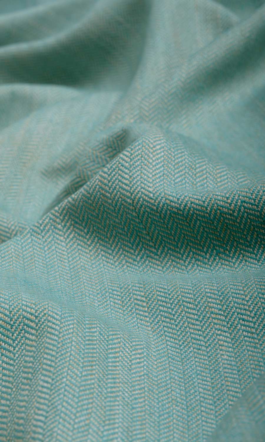 Herringbone Textured Window Treatments Fabric Sample (Turquoise Blue)