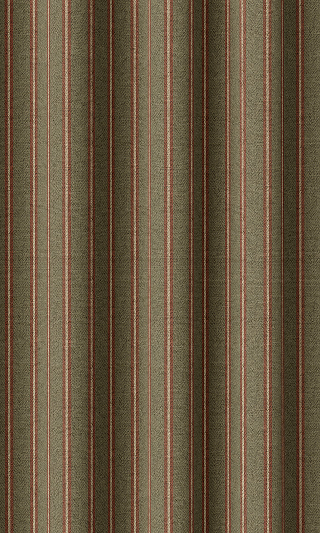 Striped Home Textile Fabric Material Sample (Green & Red)