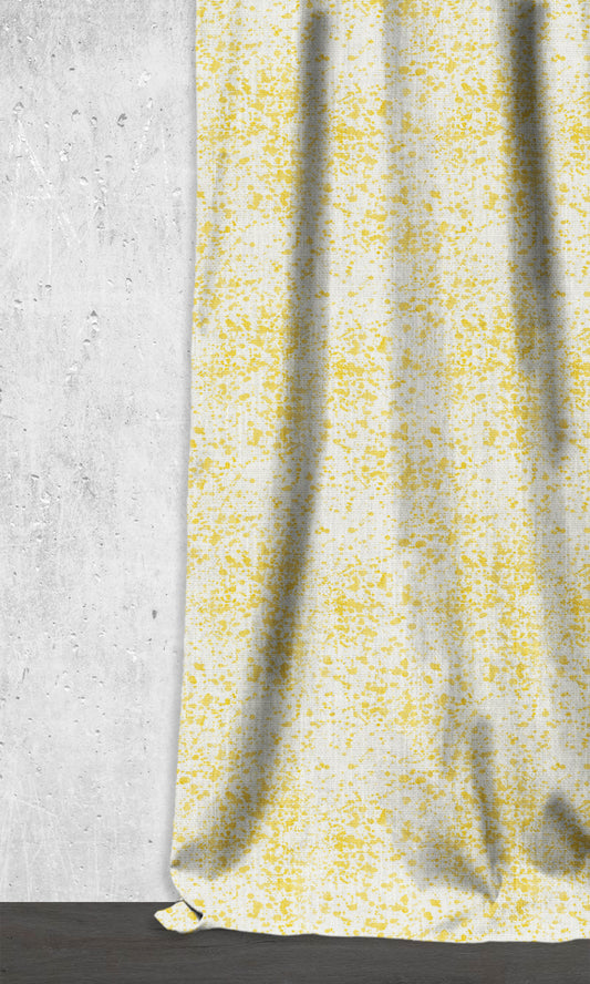 Abstract Print Home Décor Fabric Sample (White/ Yellow)