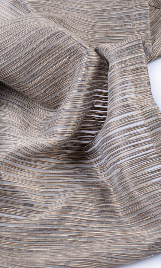 Striped Sheer Home Décor Fabric By the Metre (Mocha Brown)