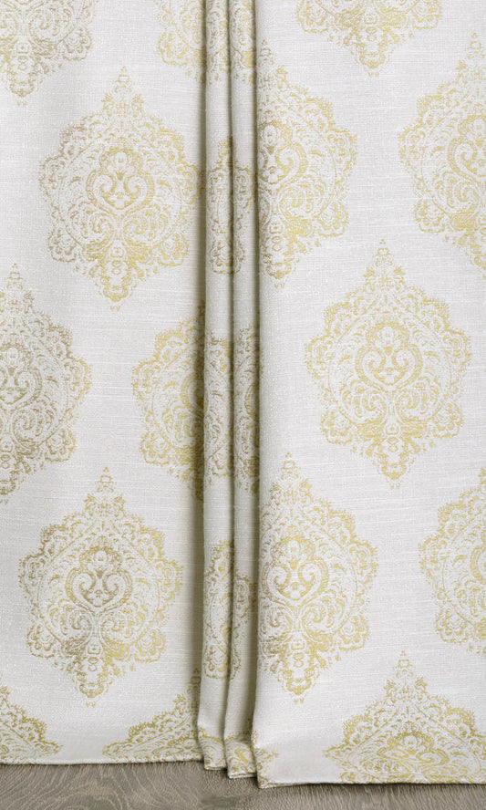 Patterned Roman Shades (Off White/ Green)
