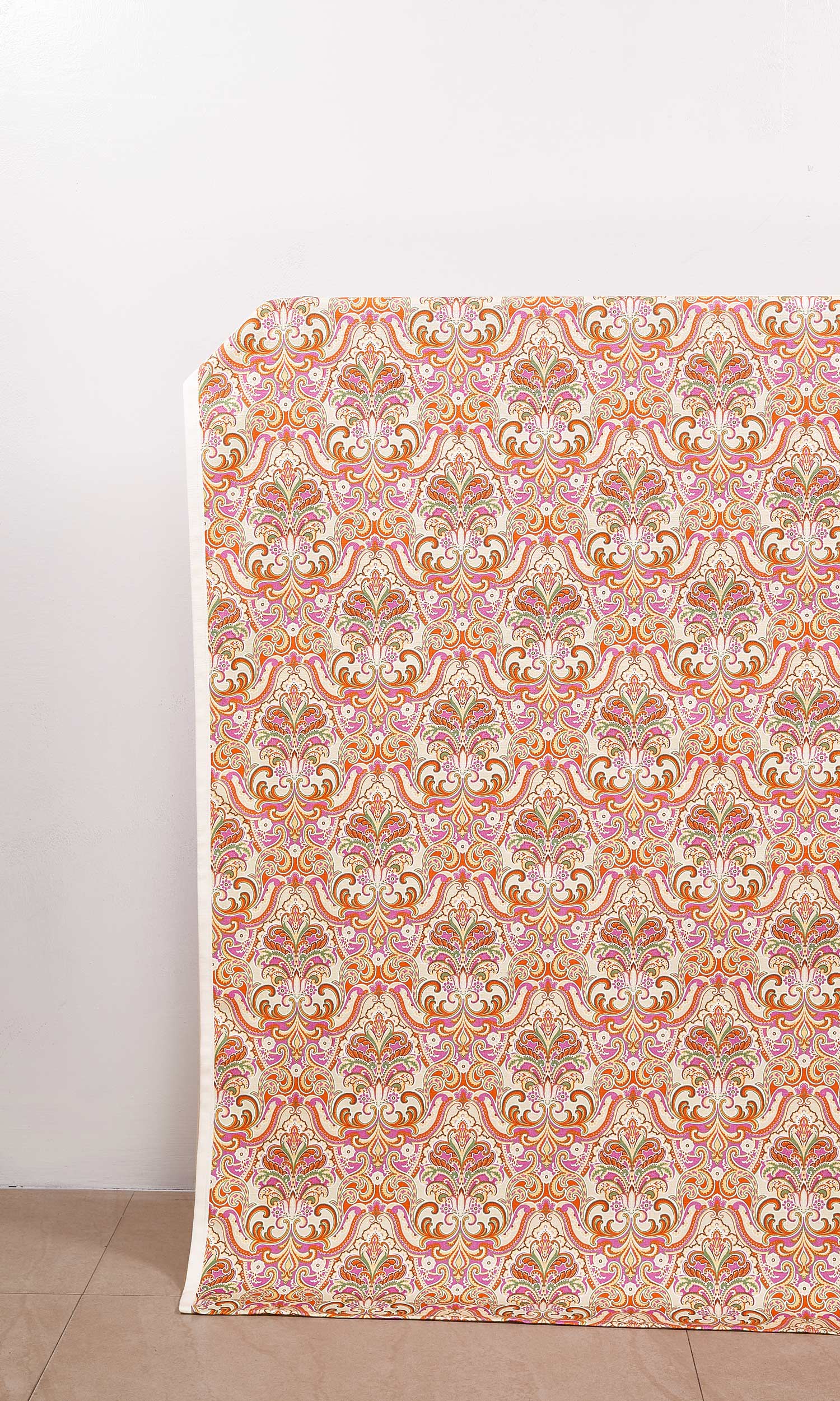 Fleur De Lis Print Home Décor Fabric Sample (Orange/ Purple)