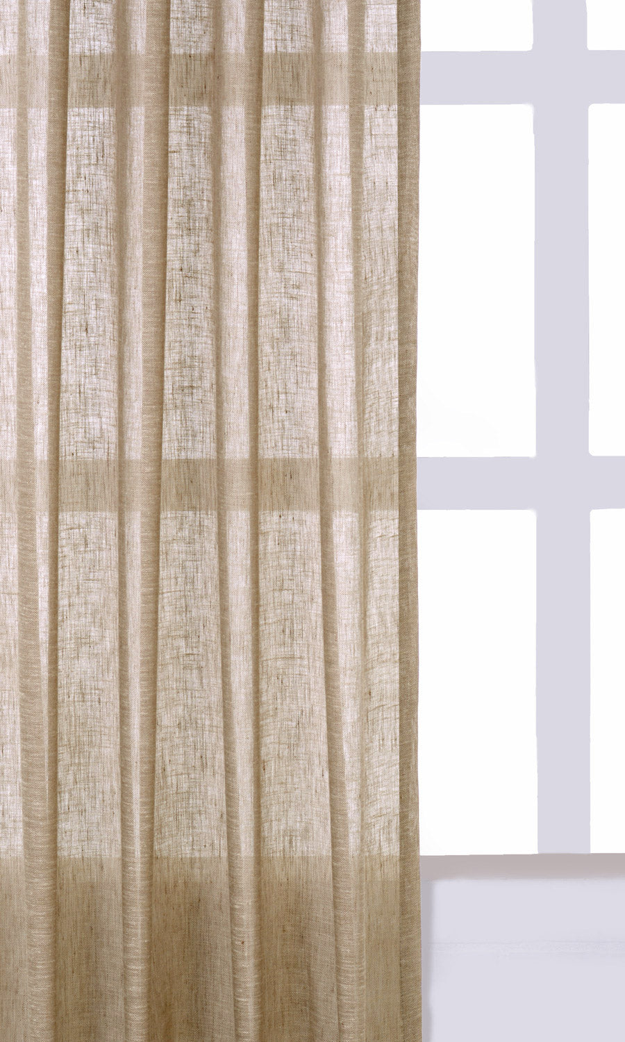 Linen Sheer Fabric By the Metre for Roman Blinds & Shades (Beige/ Brown/ Umber)
