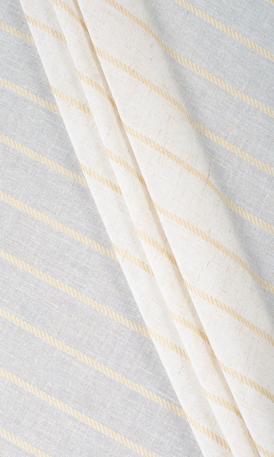 Striped Sheer Home Textile Fabric Material By the Metre (White/ Mustard Beige)