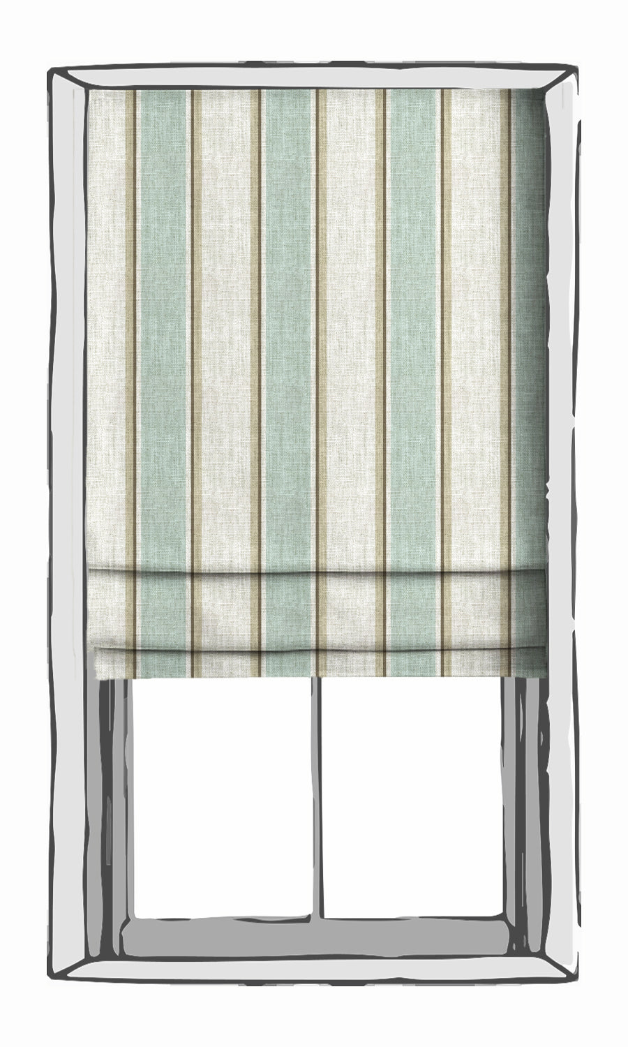 Modern Striped Window Treatments Fabric By the Metre (Duck Egg Blue/ White)