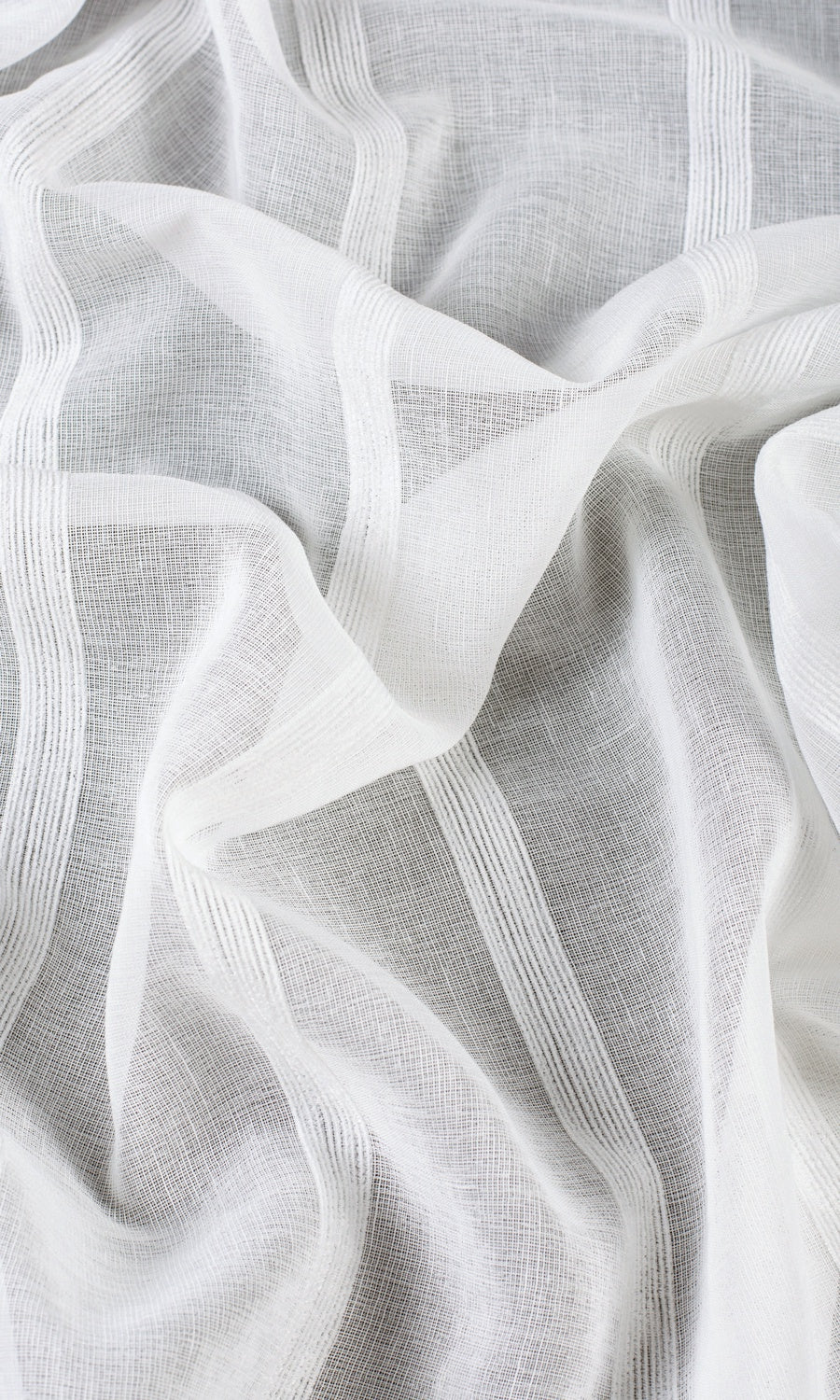 Striped Sheer Fabric By the Metre for Roman Blinds & Shades (White)