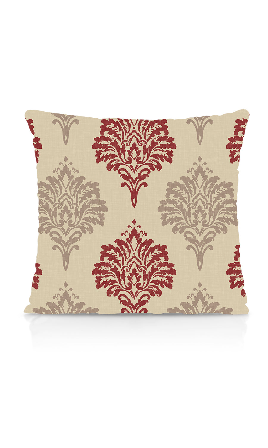 Damask Dimout Free Fabric Material Sample (Red/ Stone Grey)