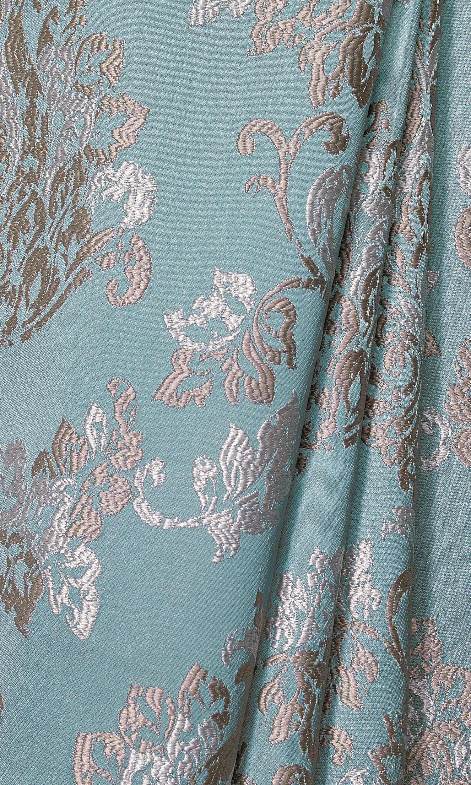 Fleur De Lis Patterned Window Treatments Fabric By the Metre (Blue)