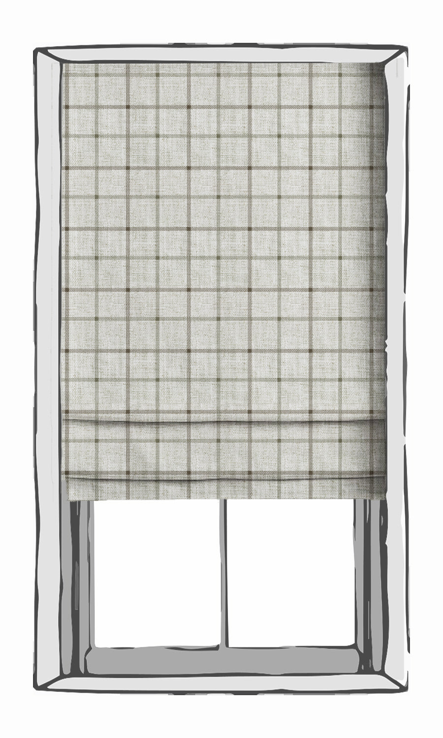 Modern Check Patterned Fabric Material By the Metre (Linen White)