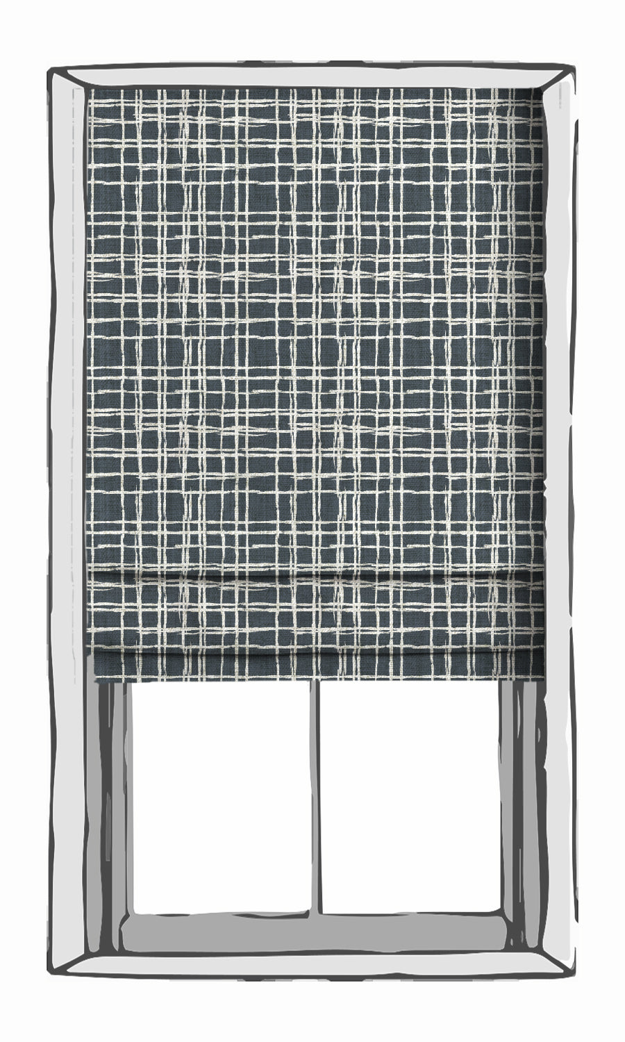 Abstract Patterned Shades (Petrol Blue/ White) Extra Long Short Wide