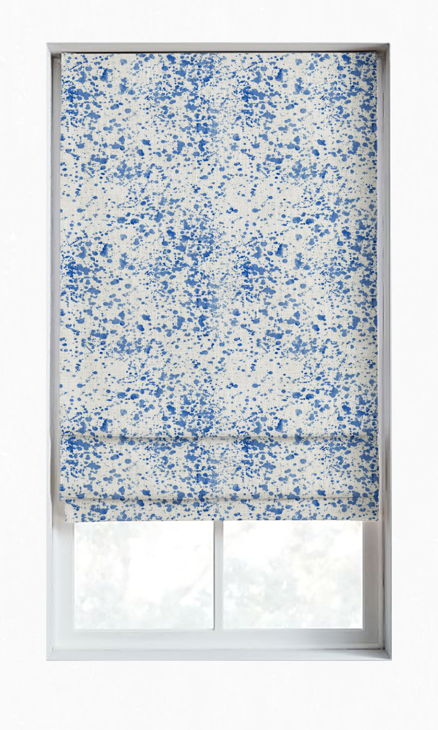 Abstract Print Window Treatments Fabric Sample (Eggshell White/ Blue)