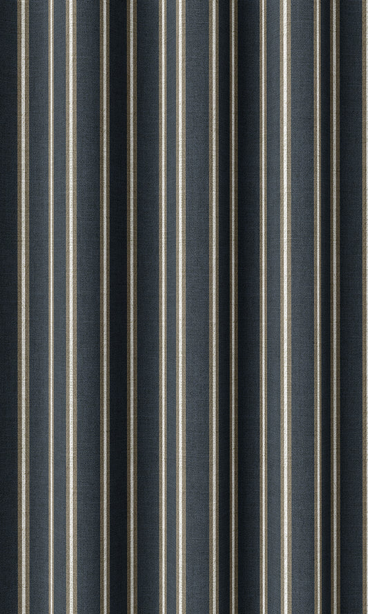 Modern Striped Print Home Décor Fabric By the Metre (Navy Blue/ Brown)