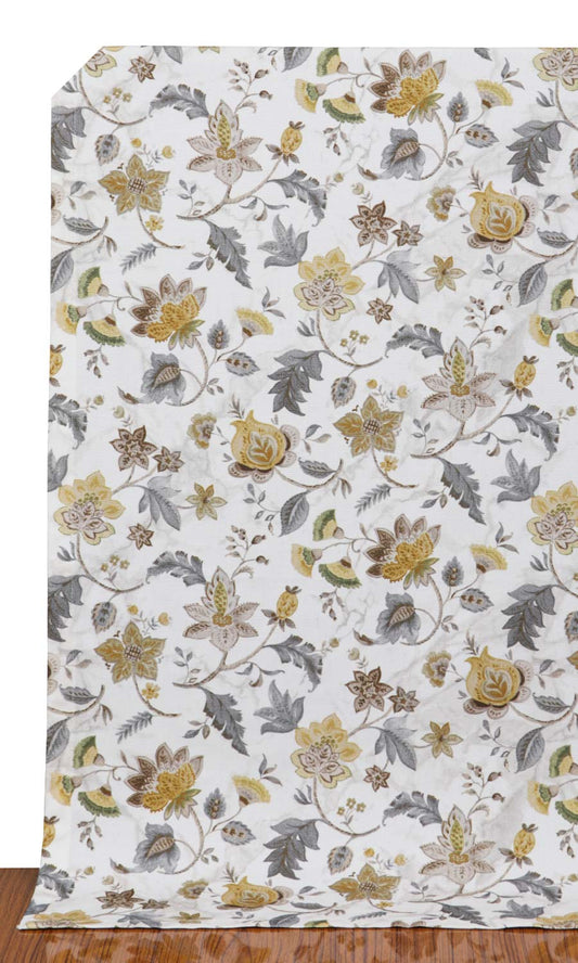 Floral Cotton Roman Blinds (Grey/ Yellow)