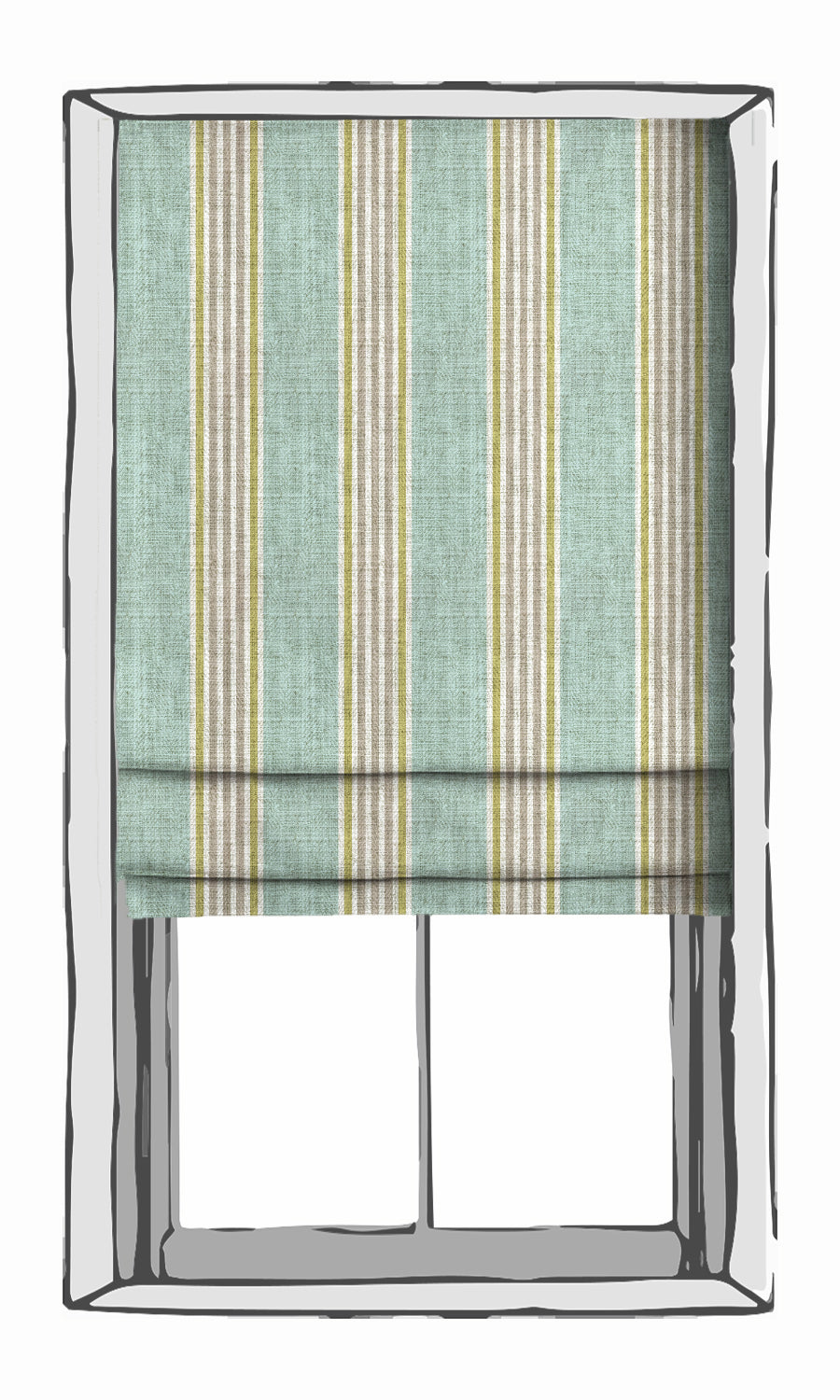 Striped Window Treatments Fabric By the Metre (Turquoise Blue/ Green)